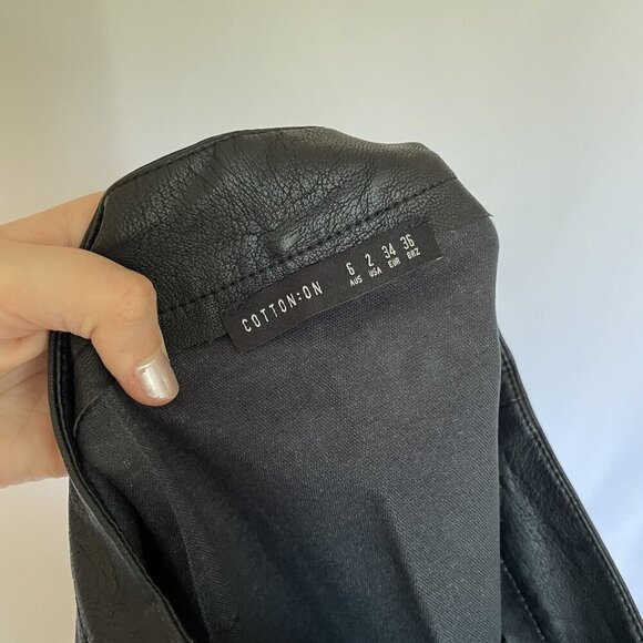 Cotton-on leather miniskirt casual pockets night out women's size 6 button down - Picture 6 of 7